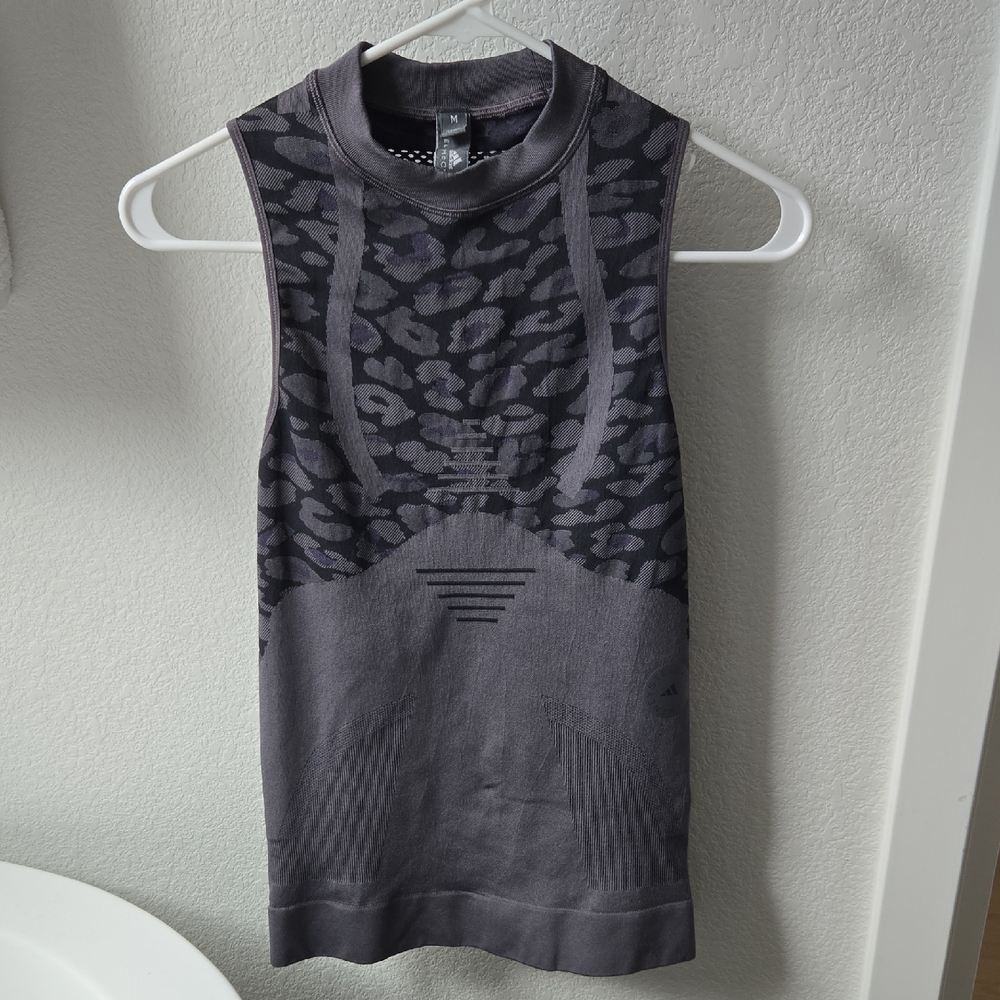 adidas x Stella McCartney Women's Charcoal Patterned Muscle Tee